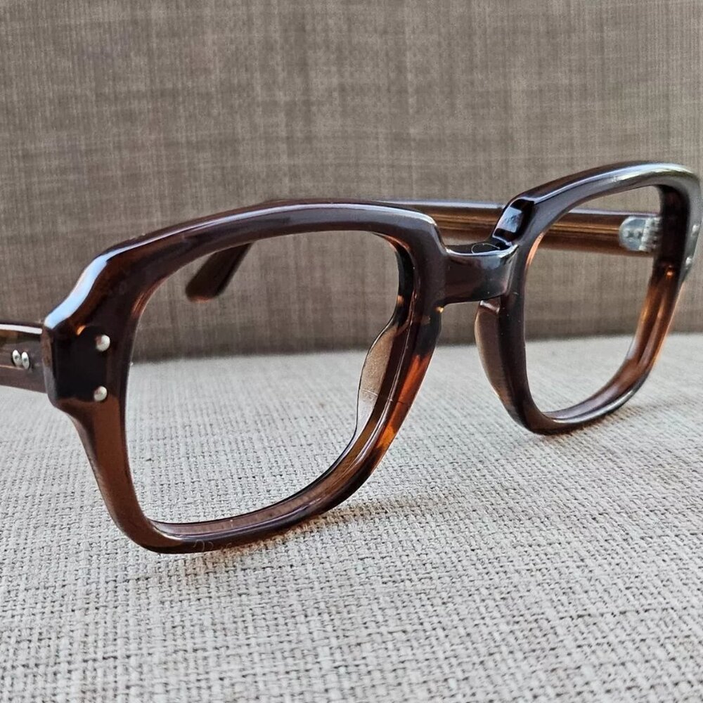 Vintage Glasses Frame Brown Uss 4 1/2-5 3/4 50[]22 Unisex Eyeglasses Frame